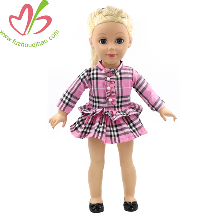 Pink Gingham Ruffles Dolls Dress