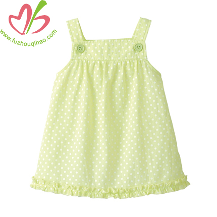 Lemon Green Girls Pinafore Dress