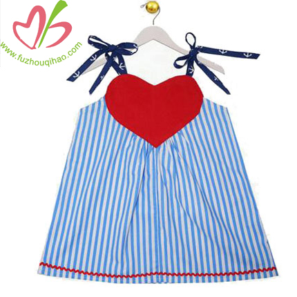 Red Heart Girl Braces Dress Skirt