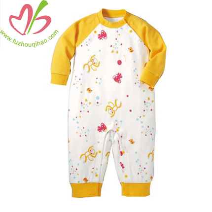 winter baby onesie with small flowers printing, reglan sleeves long leggings baby romper
