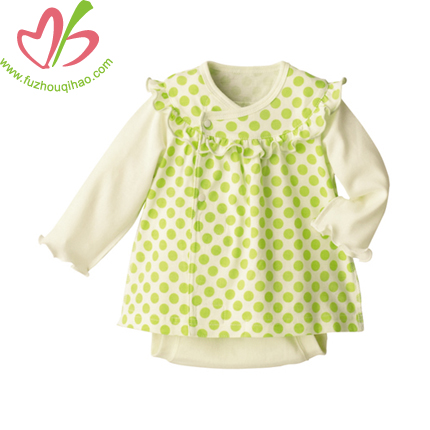 baby girl clothes, baby dress with dot printing