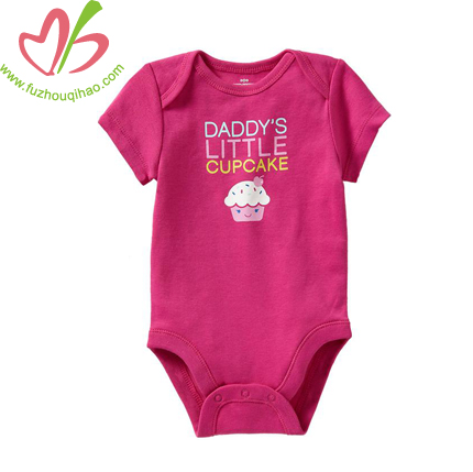 open neck new baby clothes design,baby onesie with cake printing