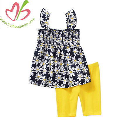 Girl's Full Printed Flower Set