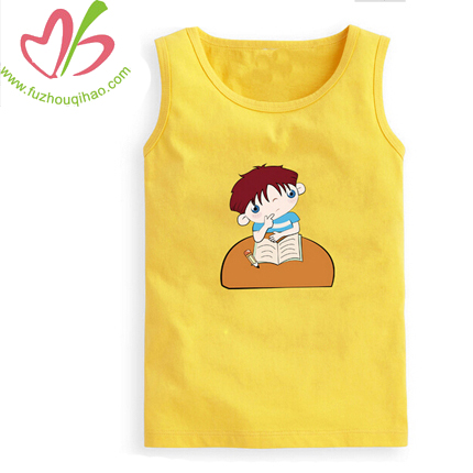 Yellow Print Cartoon Kids Summer Vest