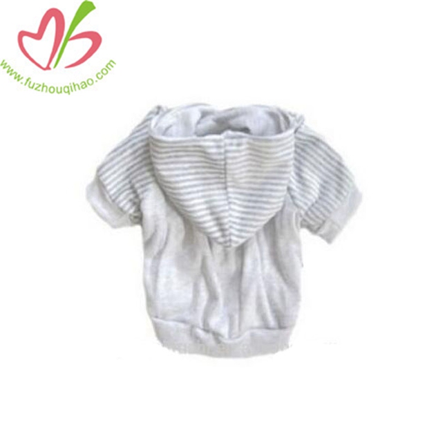 Grey Striped Velour Hoodie Clothes for Dog