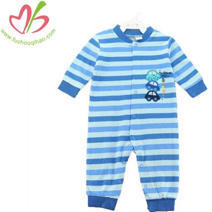 Comfortable Baby Boy Blue Stripe Romper