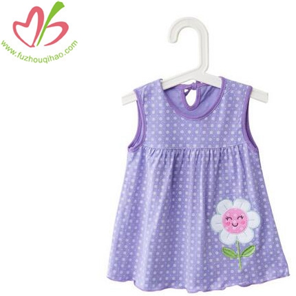 100%Cotton Girl's Dress With Flower Applique