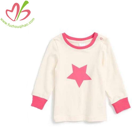 Long Sleeve Soft Fabric Girl's Star Tops