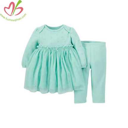 Soft Mint Baby Dress with Legging