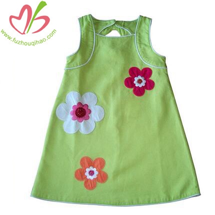 Flower Applique Summer Girl's Dress