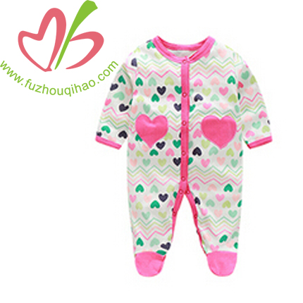 Heart Printed Baby Girl's Jumpsuit
