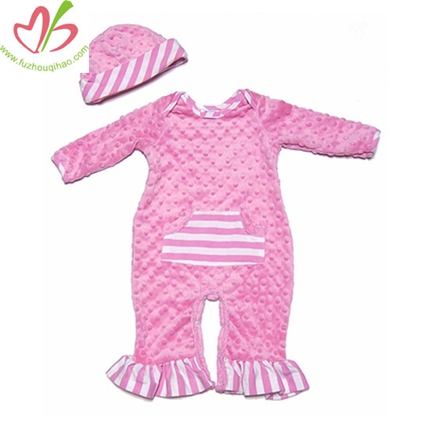 Hot Pink Minky Dot Romper with Caps
