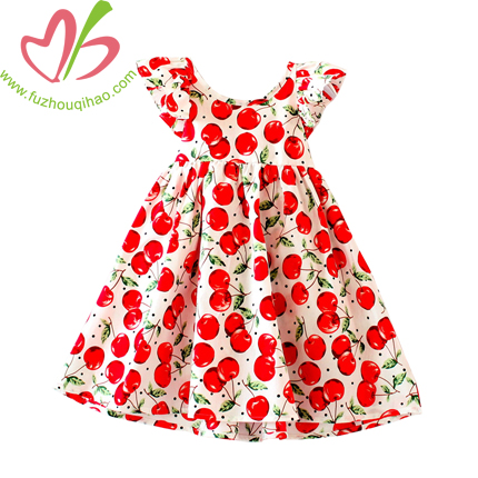 Cherry Girl's Flutter Sleeve Dresses