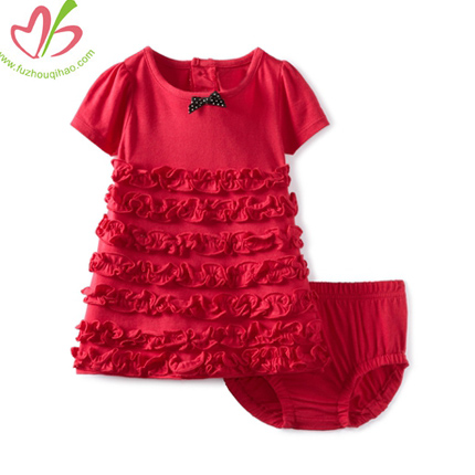 Red Ruffled Tunic Top with Bloomer