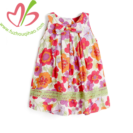 Gril's Empire Sleeveless Floral Top