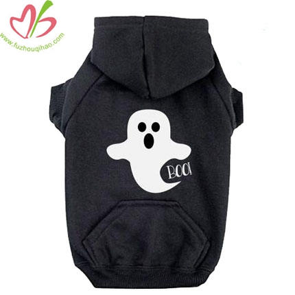 Boo! Ghost Dog Hoodie. Black Dog Hoodie for Halloween