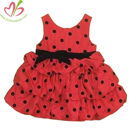 Dotted Children Plain Cotton Dress for Girls