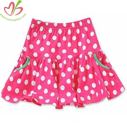 Full White Polkadot Printing Skirt for Kids