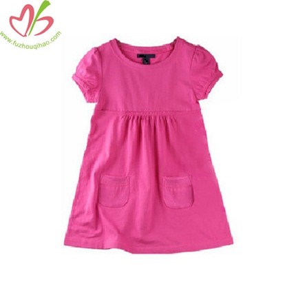 Plain Solid Color Girls Sewing Dress