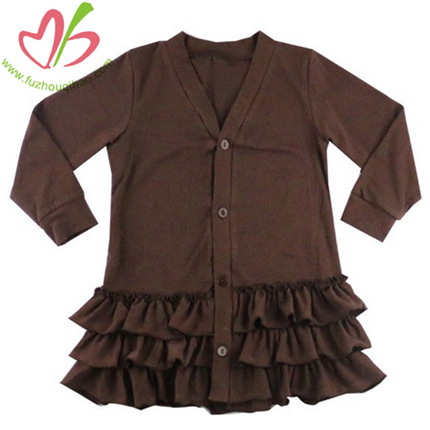 Girls' Ruffled Coat with Buttons Down on Front