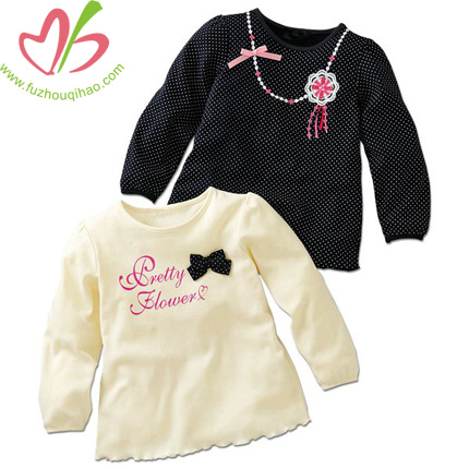 100% Cotton Latest Design Style Baby Girls Tops
