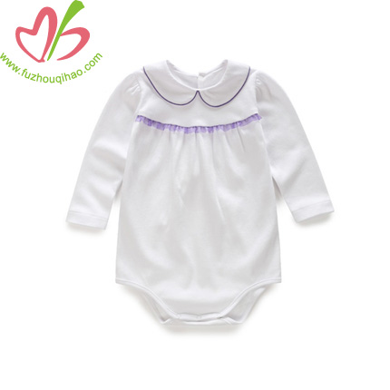 Long Sleeves White Baby Girl's Romper