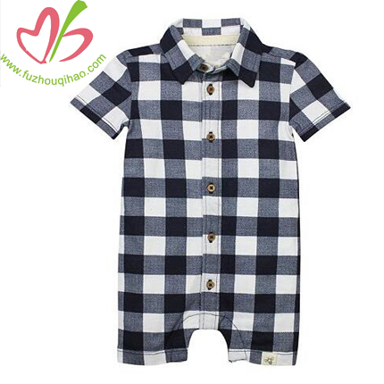 Plaid Baby Boy Romper Gingham