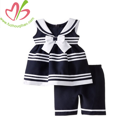 Girl Capri Set with Pants Bow Sleeveless