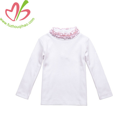 White Kids Girl's Blouse with Ruffles on Neck