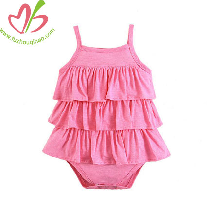 Multi Ruffles Infant Sleeveless Playsuit-purple,pink,hot pink