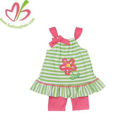 Green/ Hot Pink Kids Girls Vest Set