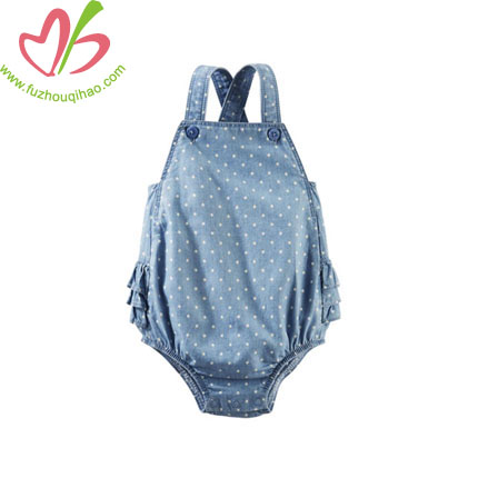 Polkadot Jean Fabric Baby Bubbles Romper