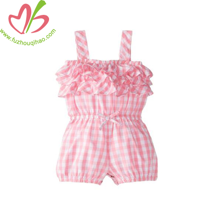 Summer Plaid Girl's Playsuits One Piece Suit