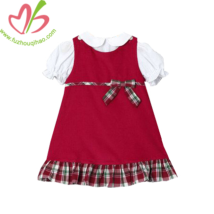 Corduroy Girl's Dress Set with White Tees