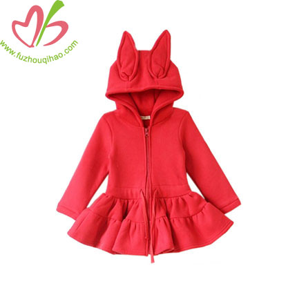 Fox Design Fleece Girl's Coat with Zipper