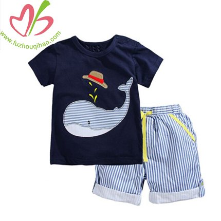 Children Clothing Sets Animal Print Summer Cotton Short Sleeve Stripe