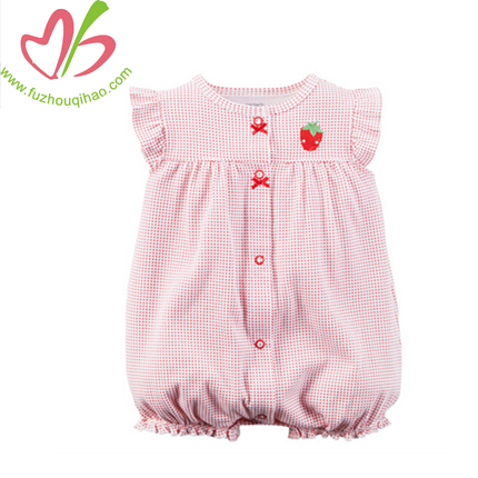 Summer Wholesale High Quality Sleeveless Baby Romper Strawberry
