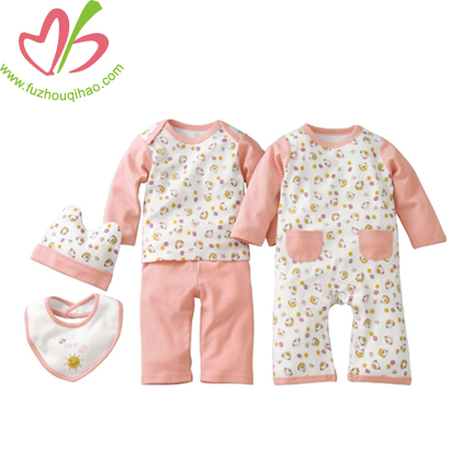 Baby Long-Sleeve Sweater Coverall Longall Cap&Jacket Set