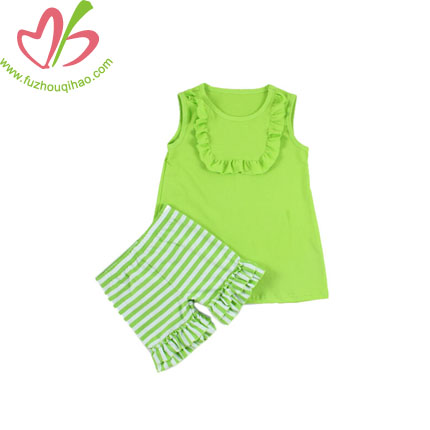 Girl's Bibs Top Suits with Stripe Shorts