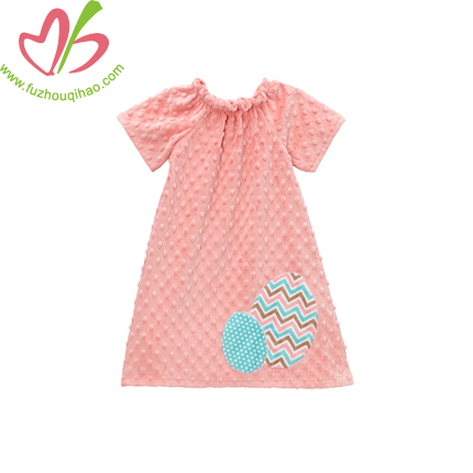 Easter Egg Applique Minky Dots Girls' Dress