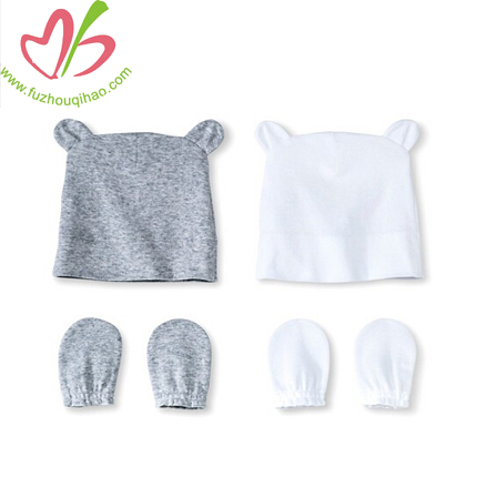 OEM Organic Natural Baby 2 pieces Hat&Bib Set