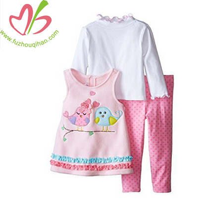 3pc Girl Sets With Applique And Print