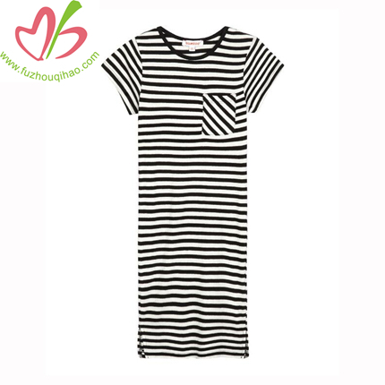 Wholesale Fashion Design Stripes Fancy Girl Nighties Western Night Dress