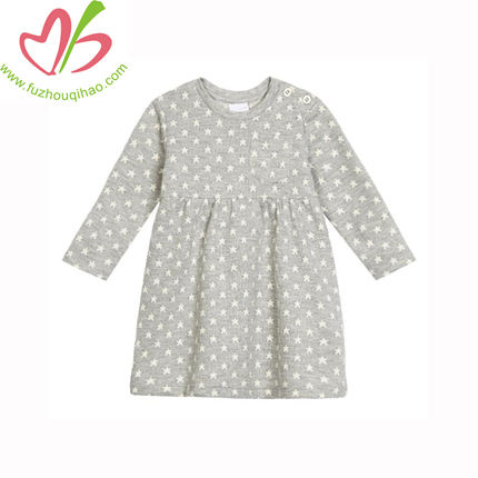New Arrival Children Clothing Dress Winter Girl Thicken Casual Kids Dresses with Dot Printing