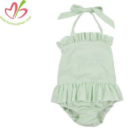 Lovely Baby Shoulder-Straps Onesies Green color Bubbles