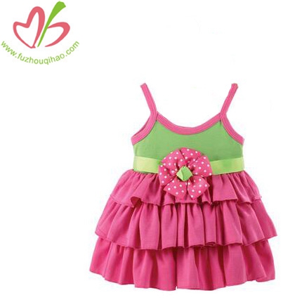 Baby Girl's Pink Flower Cake Dress