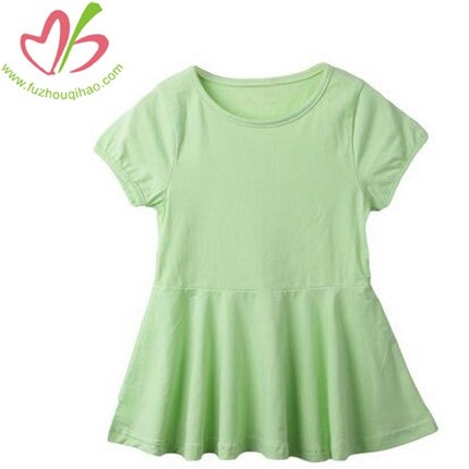 100%Cotton Solid Color Girls Ruffle Dress