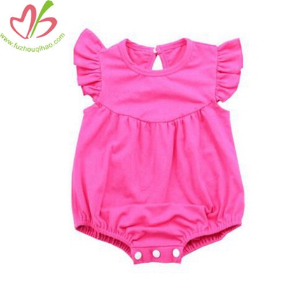 Solic Color Flutter Sleeves Girl's Onesie