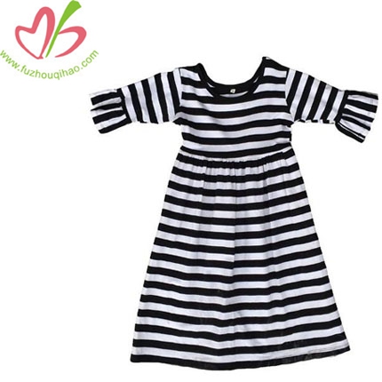 Baby Girl 3/4 Sleeve Black&White Stripe Dress