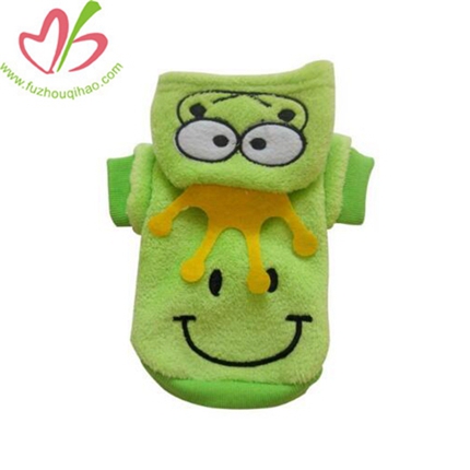 Dog Clothes Frog Pattern Fleece Hoodie Coat